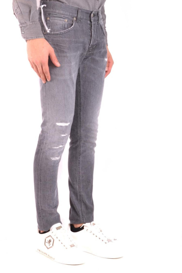 Dondup Faded Black Slim-Fit Jeans Distressed Details