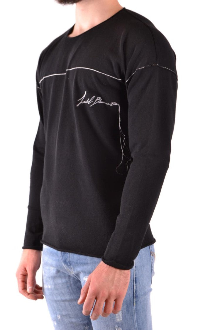 Isabel Benenato Black Knit Sweater With Subtle Stitch Detail