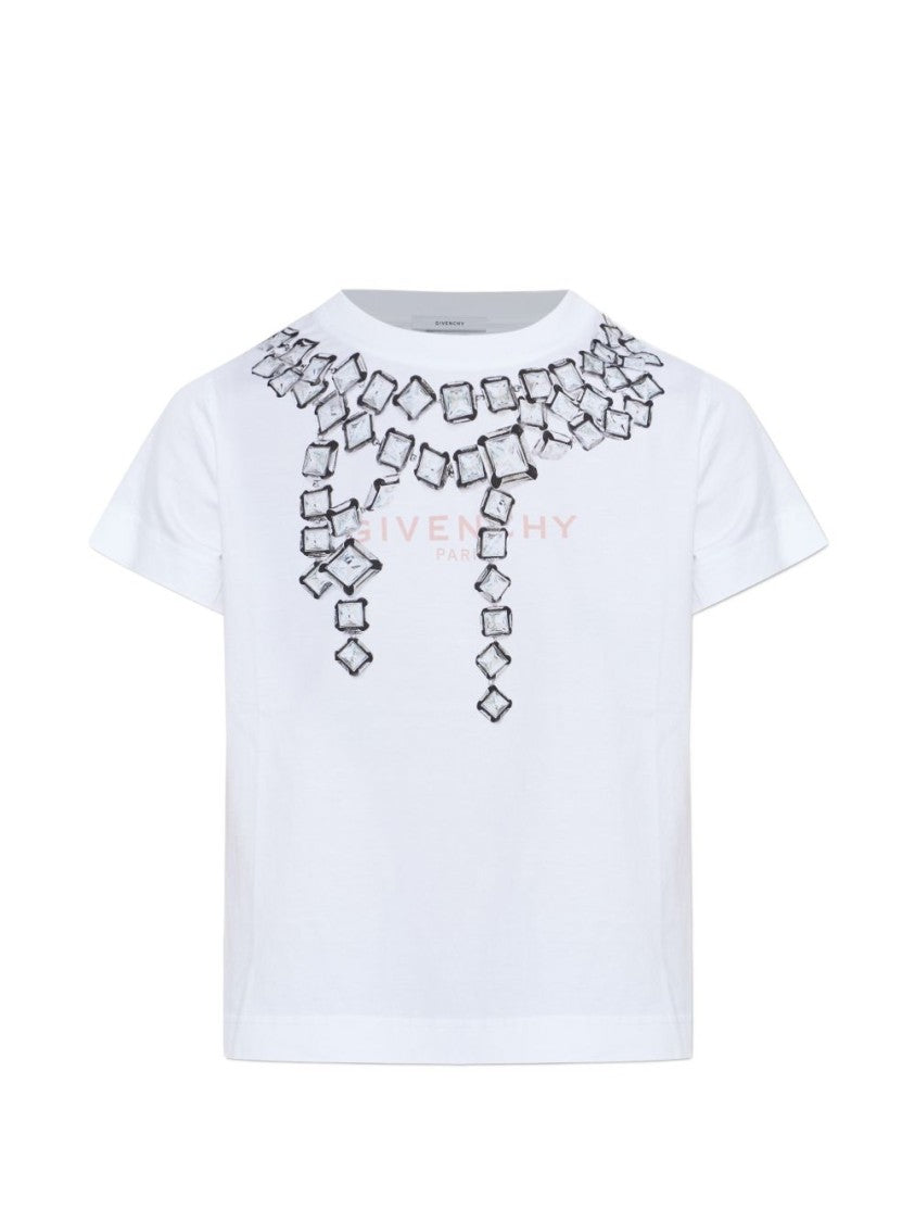 Givenchy White Silk And Nylon Crew Neck Top