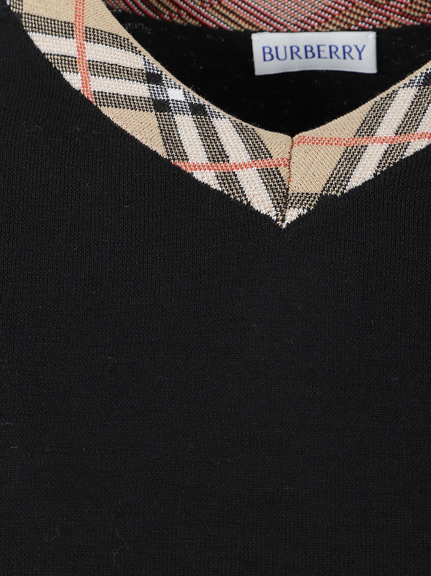 Burberry Wool Checked V-Neck Sweater