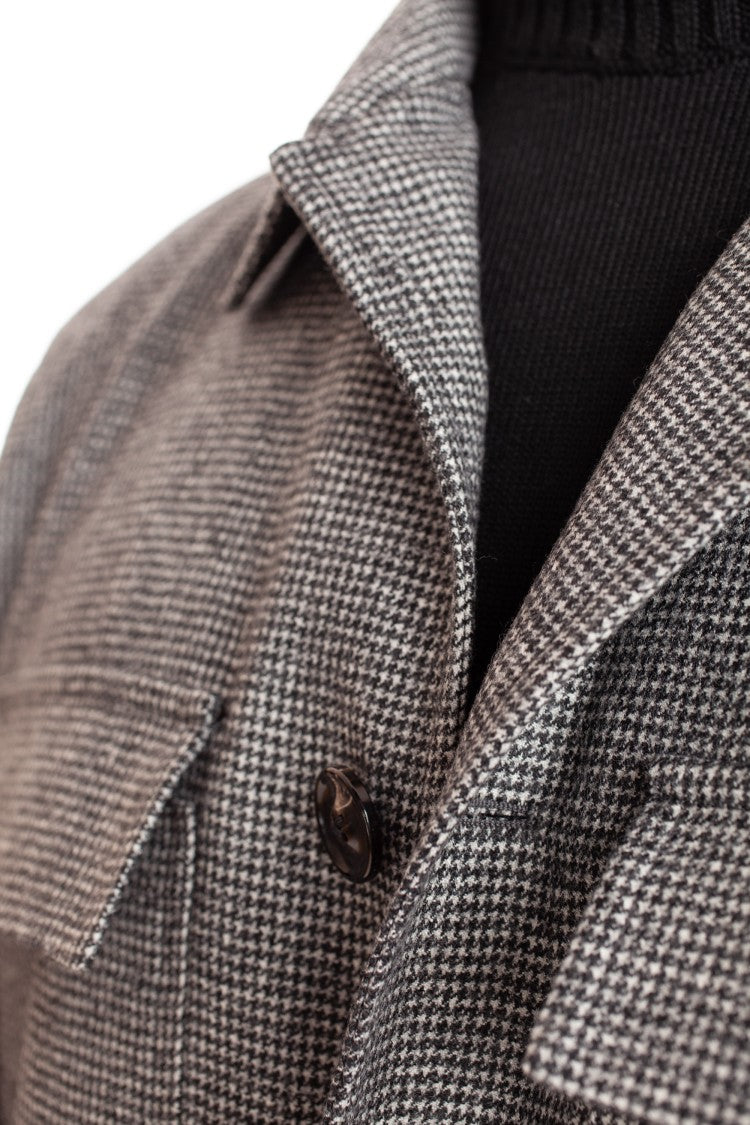 Lardini Refined Grey Wool-Cashmere Overshirt With Exclusive Pattern