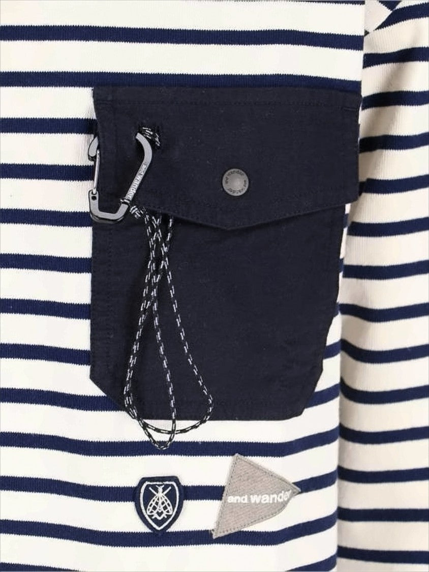 And Wander Navy And White Striped Long-Sleeve Shirt
