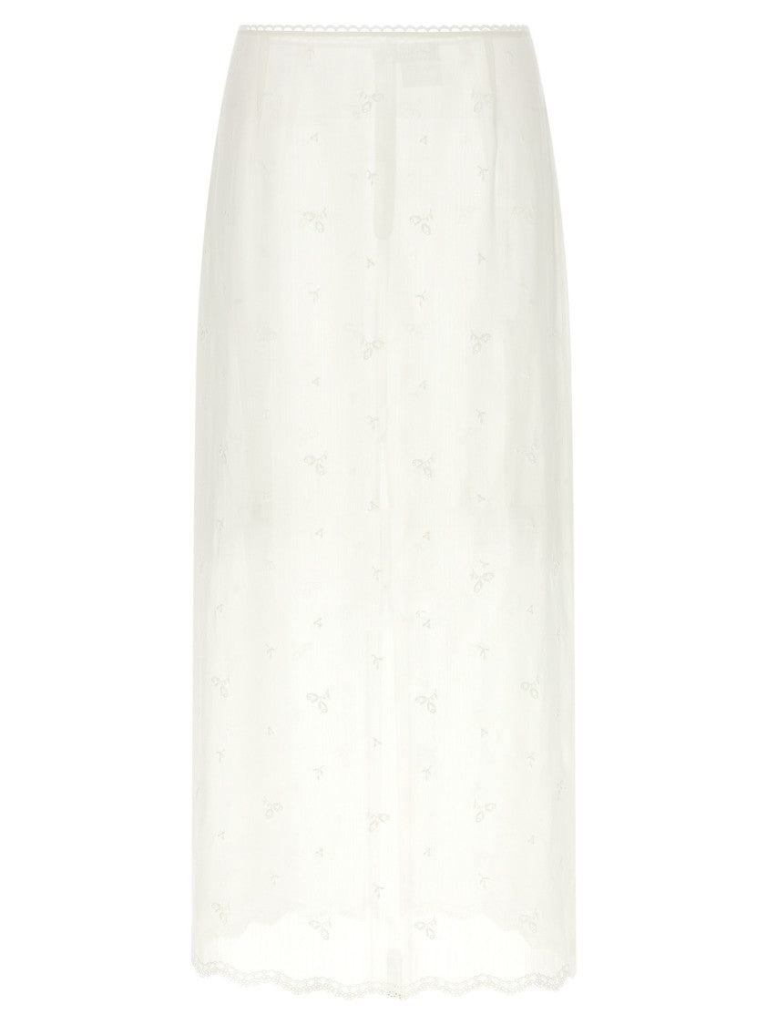 Magda Butrym Embroidered Midi Skirt With Sheath Silhouette And Back Split