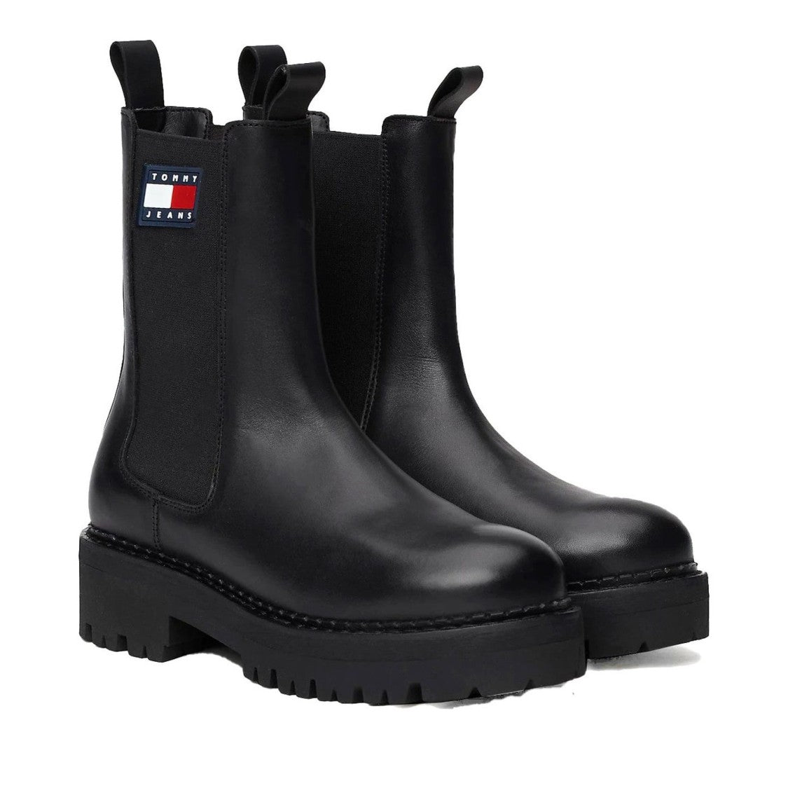 Tommy Jeans Black Urban Leather Slip-On Chelsea Boots