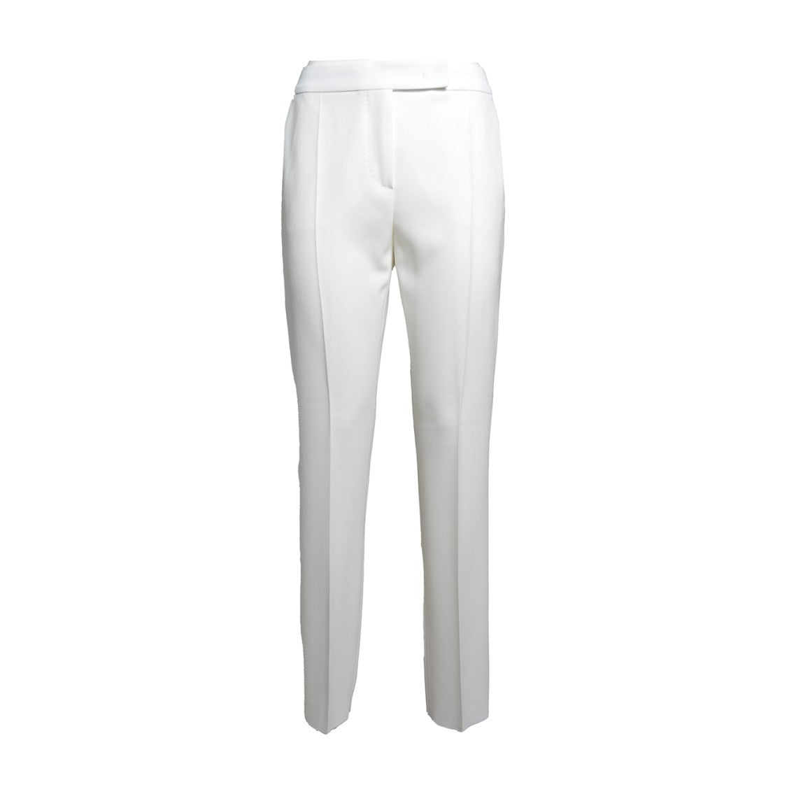Max Mara Ideo Trousers In White Cady With Satin Band