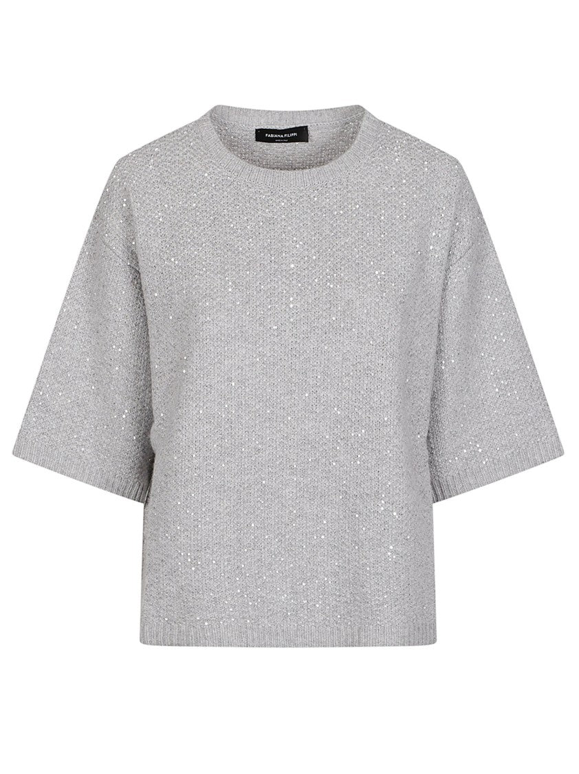 Fabiana Filippi Round Neck Cropped Virgin Wool-Blend Sweater