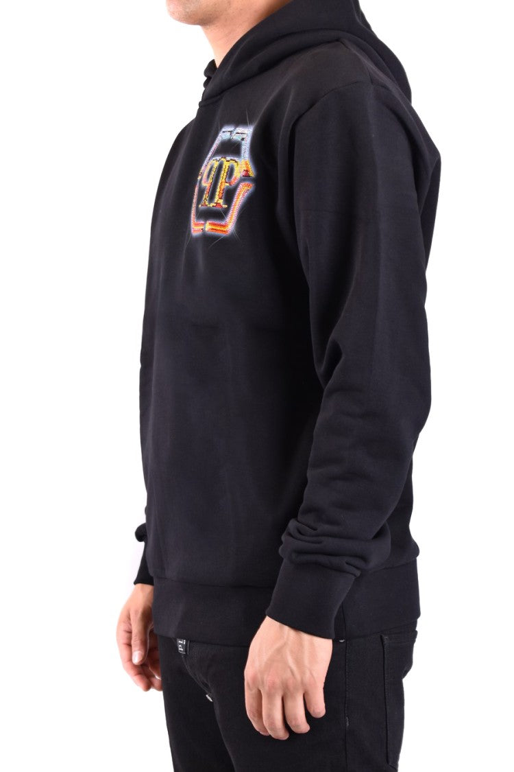 Philipp Plein Black Logo Printed Cotton Hoodie