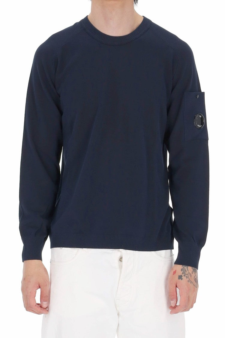 C.P. Company Blue Cotton Crepe Crewneck Sweater
