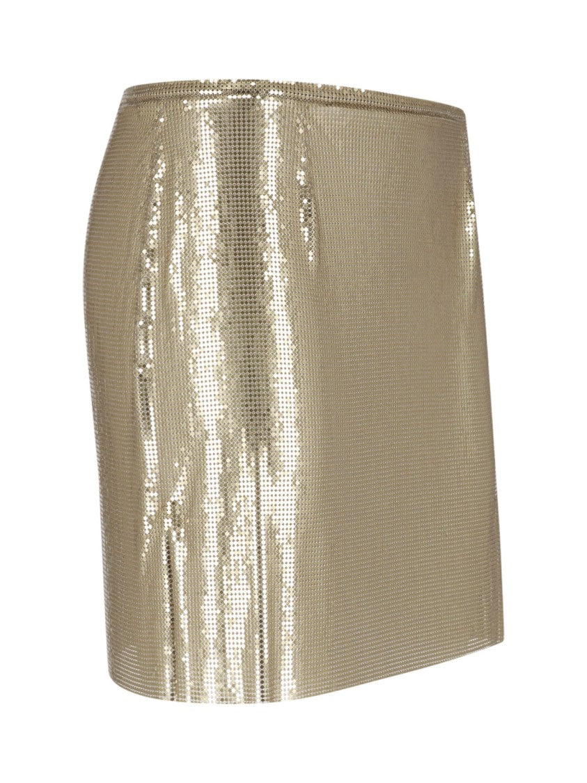Rabanne Metallic Gold Mesh Mini Skirt