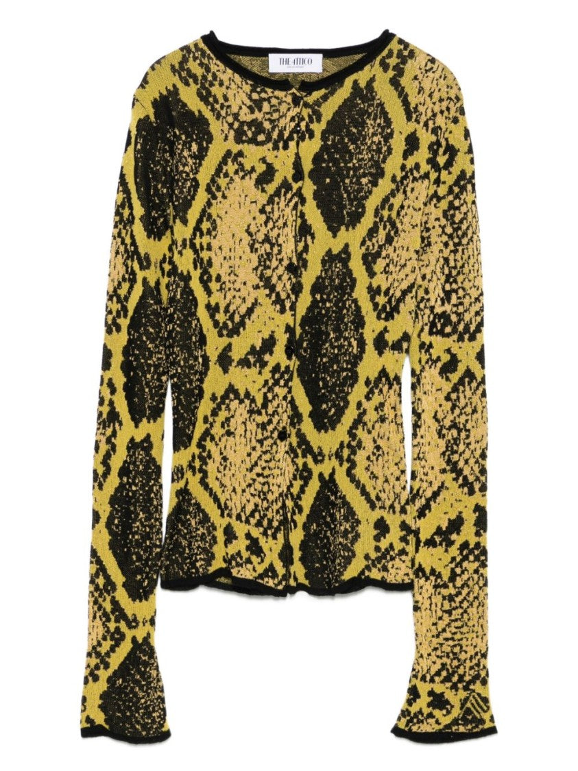 The Attico Cardigan With Jacquard Python Print