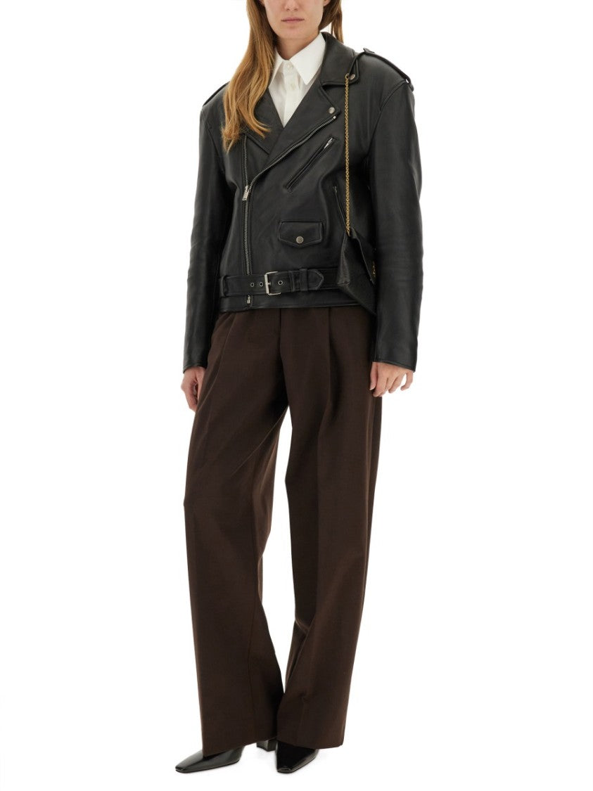 Saint Laurent Classic Biker Jacket With Asymmetrical Front Zipper