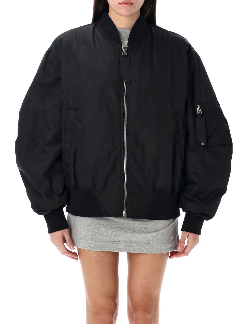 The Attico Relaxed-Fit Black Bomber Jacket With Voluminous Sleeves
