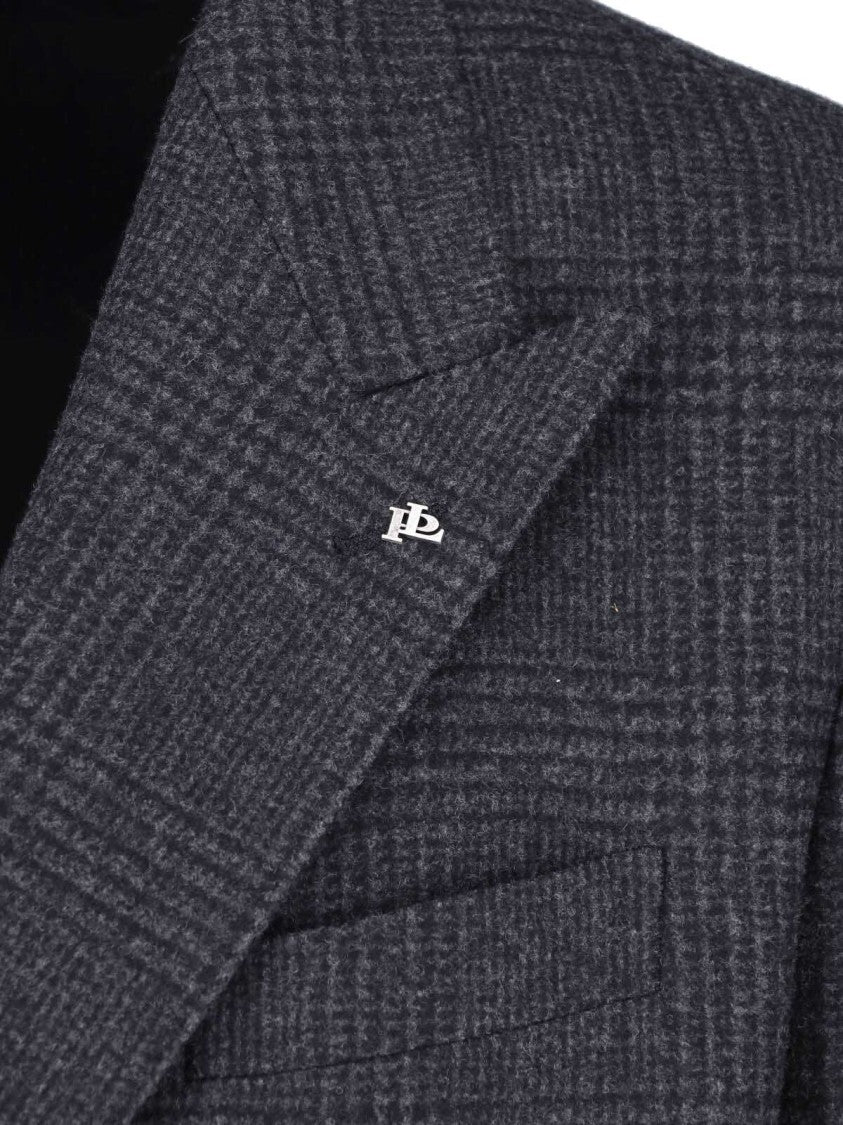 Tagliatore Dark Grey Double-Breasted Virgin Wool Coat