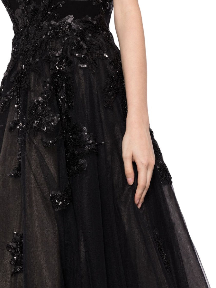 Saiid Kobeisy Tulle Beaded Dress With A Crepe Strapless Top