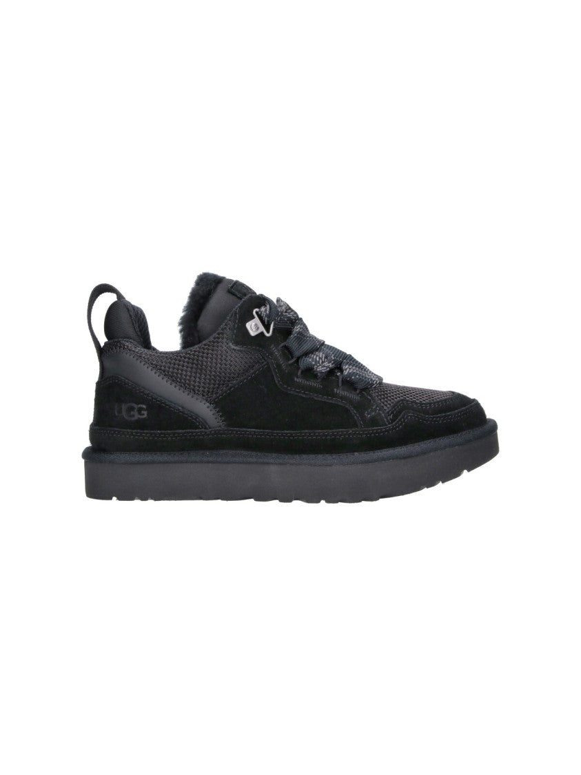 Ugg Black Lowmel Leather Faux Fur Sneakers