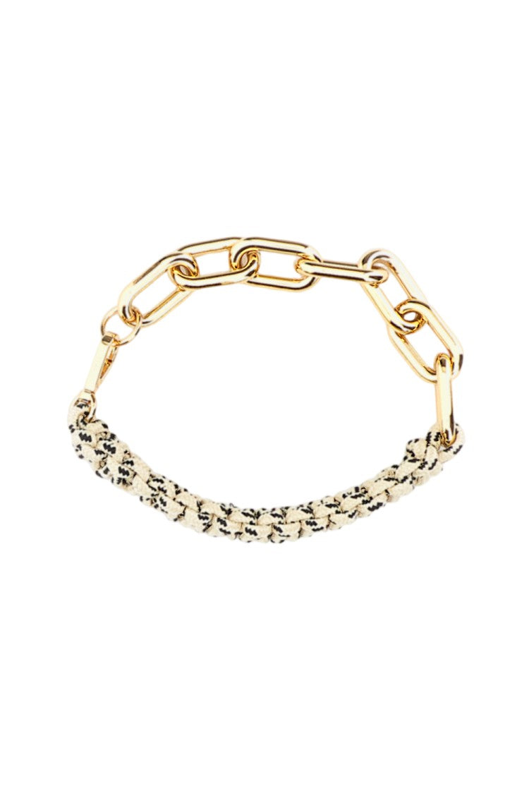 Plan C Beige Gold Braided Cord Chain Necklace