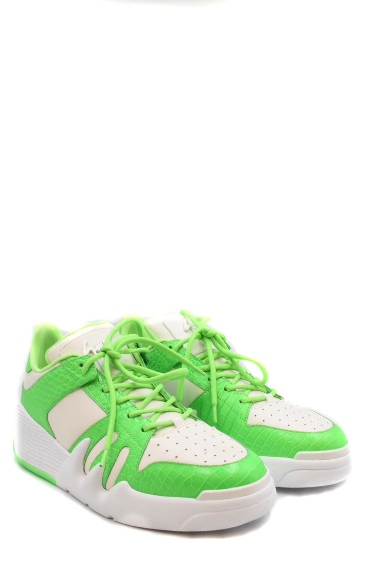 Giuseppe Zanotti Multicolor Wavy Jagged Platform Croc-Embossed Leather Sneakers