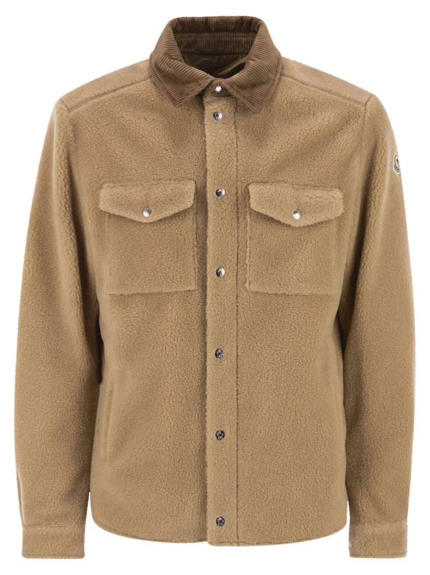 Moncler Shacket With Teddy-Effect Ribbed Velvet Trim