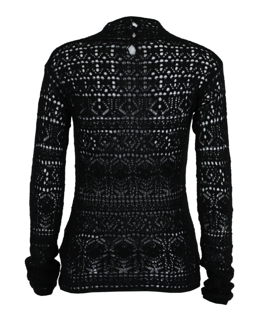 Ferragamo Guipure Lace Long-Sleeve Top