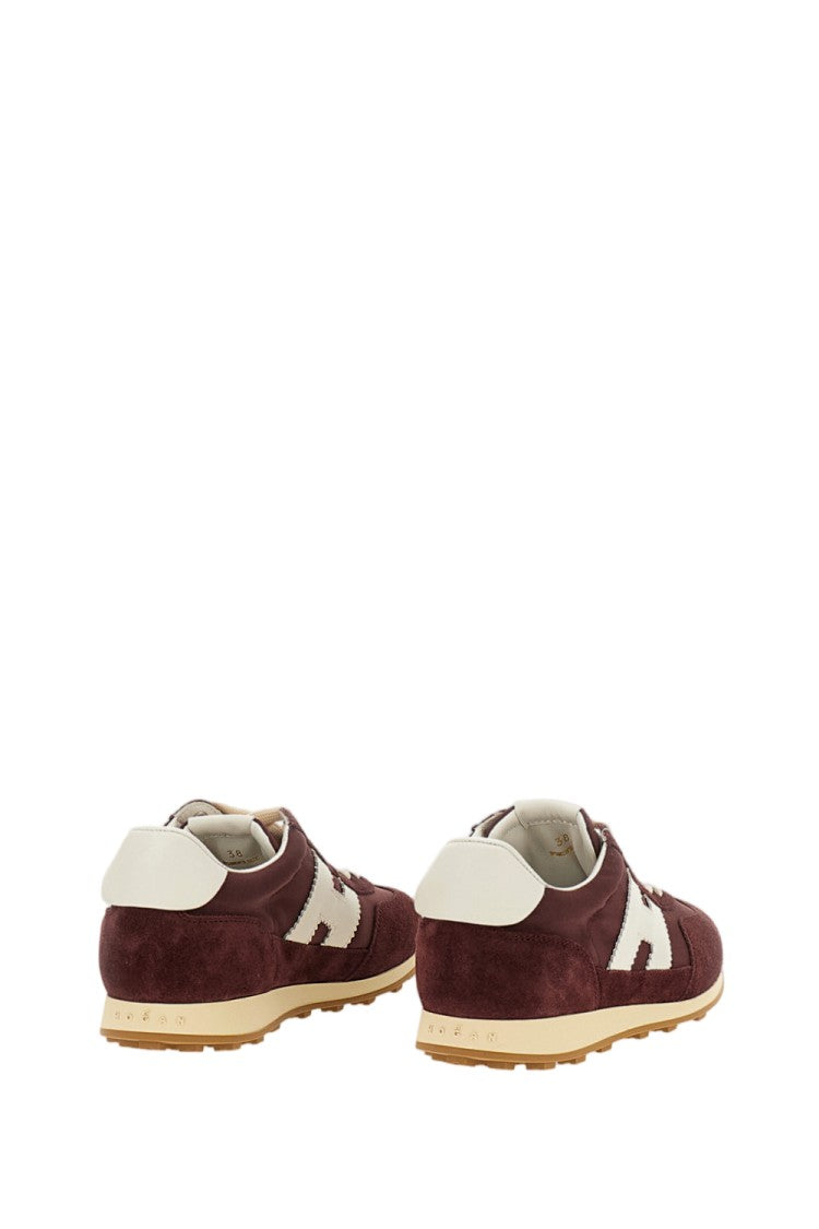 Hogan Red H727 Suede Fabric Sneakers