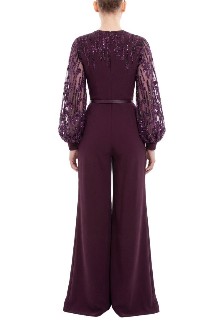Saiid Kobeisy Crepe Beaded Jumpsuit