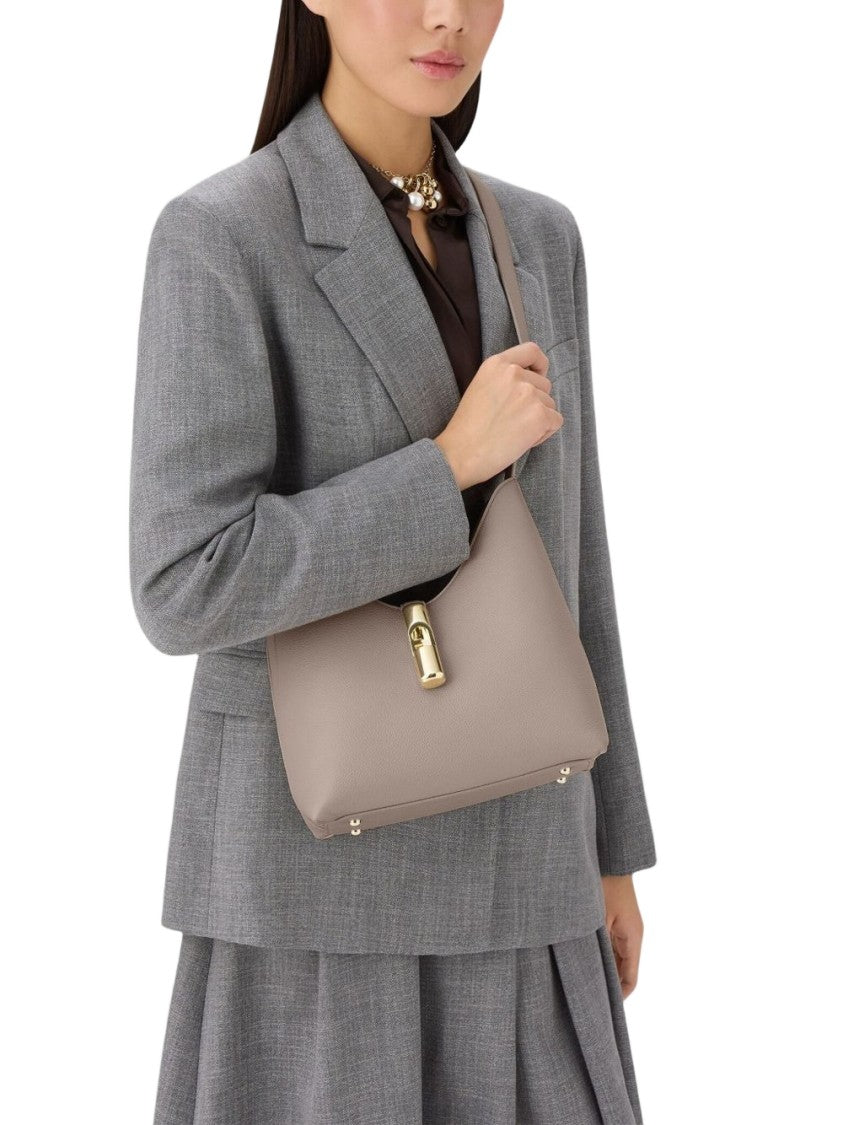 Furla Structured Leather Handbag With Gold-Tone Clasp