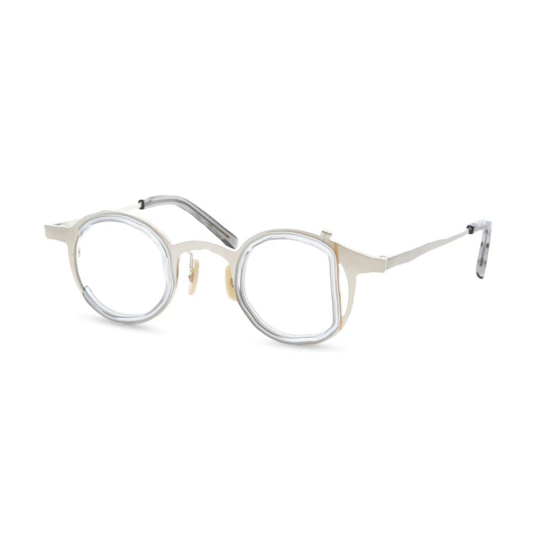 Masahiro Maruyama Geometric Round Titanium Eyeglasses With Metallic Finish