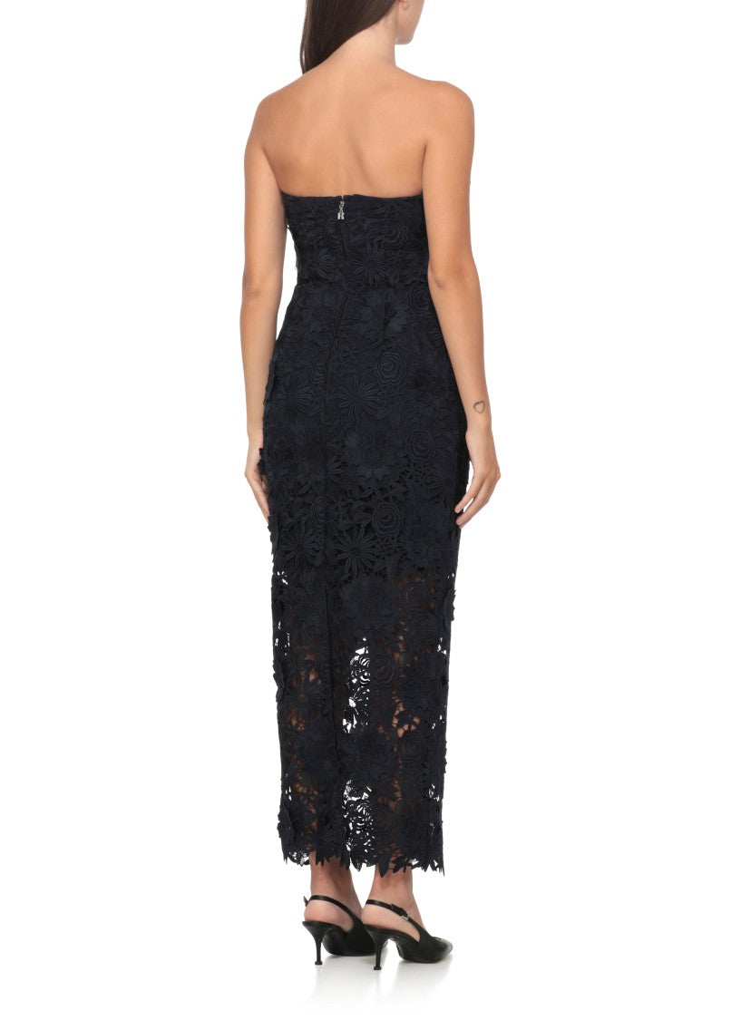 Rotate Black Lace Dress With Intricate Floral Pattern