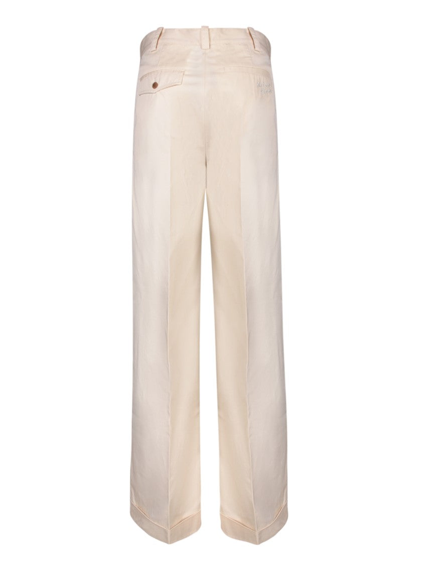 Maison Kitsuné Beige High-Waisted Trousers