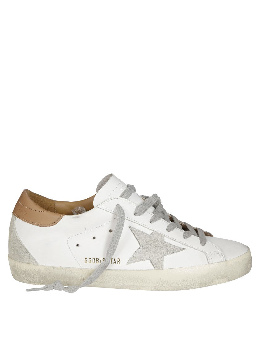 Golden Goose White Leather Sneakers With Brown Heel Detail