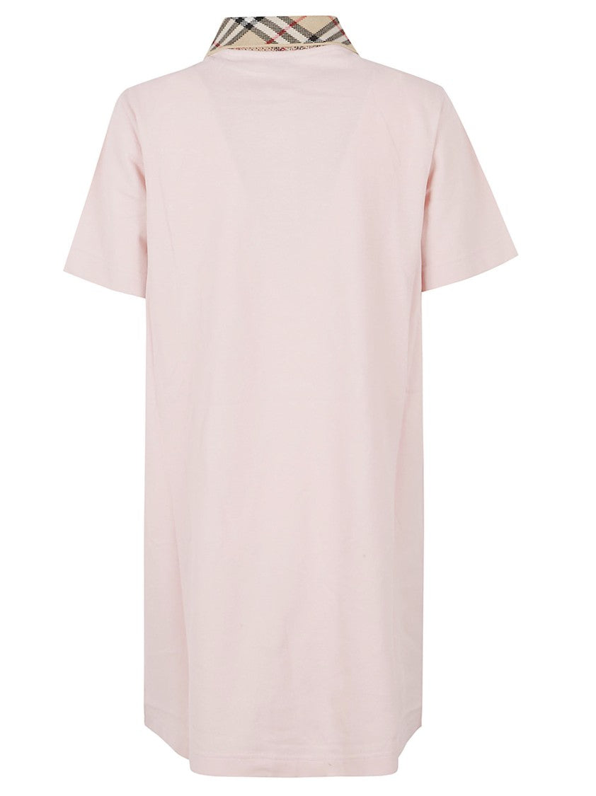 Burberry Mini Dress In Soft Pink Piquet Cotton