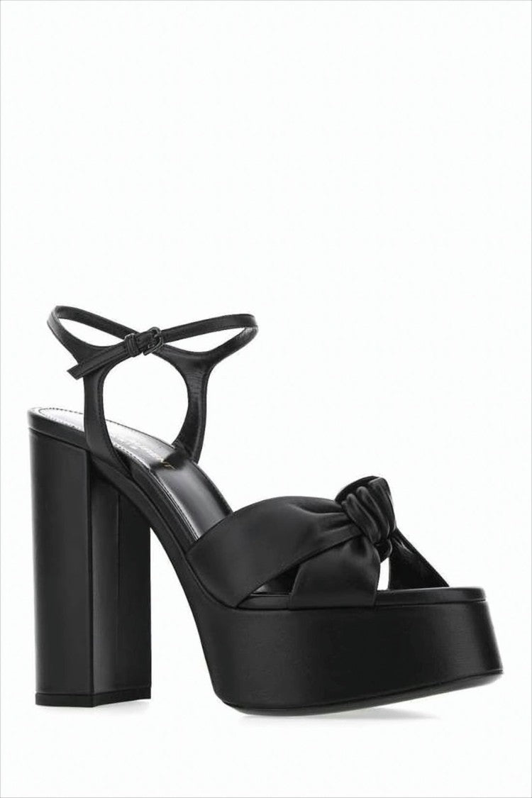 Saint Laurent Block Heel Sandals With Knotted Strap