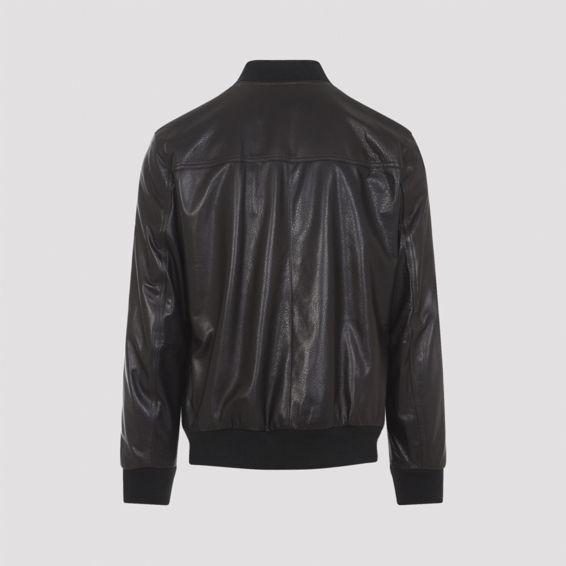 Brioni Coffee Brown Leather Bomber Jacket