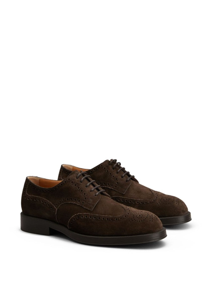Tod's Brogue Lace-Up Shoes In Rich Suede