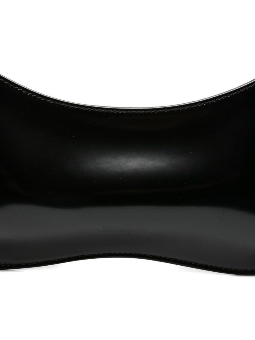 Jacquemus Black Glossy Curved Small Silk Bag