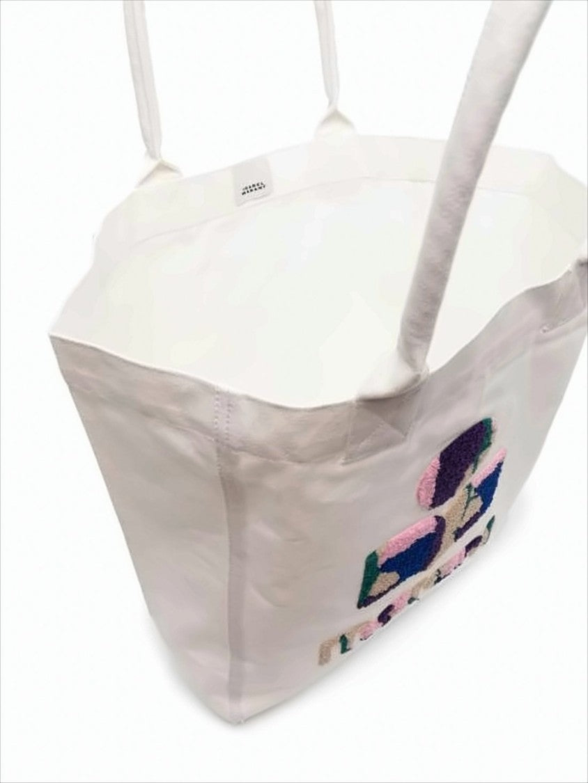 Isabel Marant Spacious Off-White Shoulder Bag With Textured Embroidery