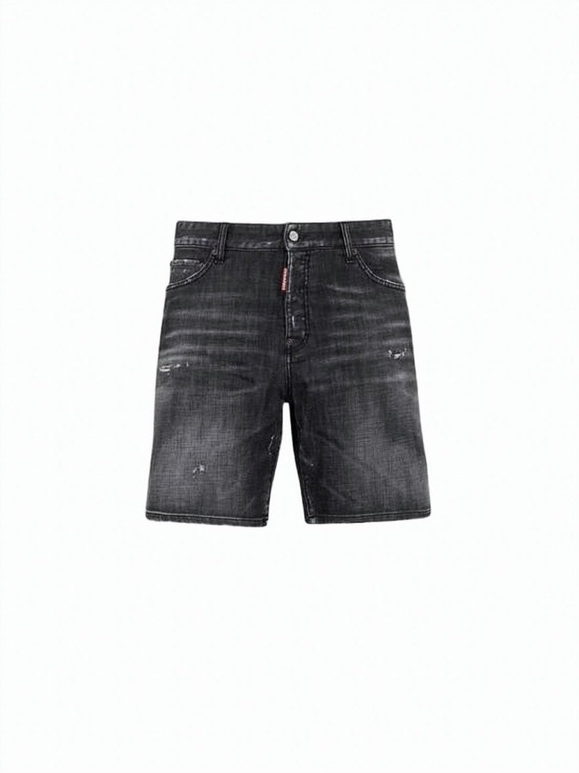Dsquared2 Distressed Black Denim Shorts