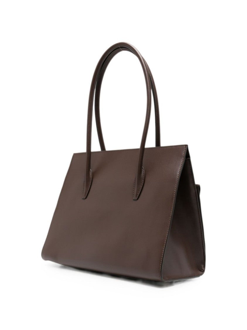 Furla Structured Flap Gold Accent Leather Handbag