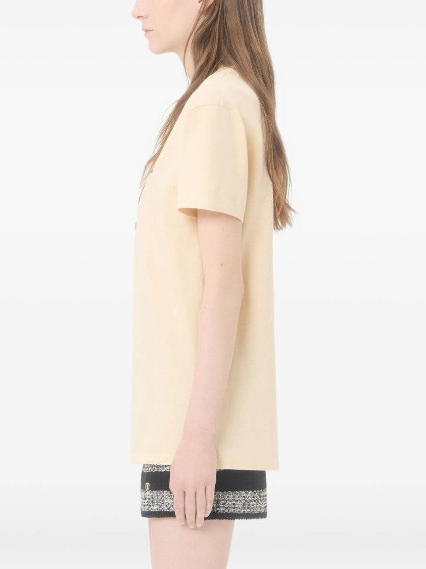 Valentino Light Beige Boxy Cotton T-Shirt