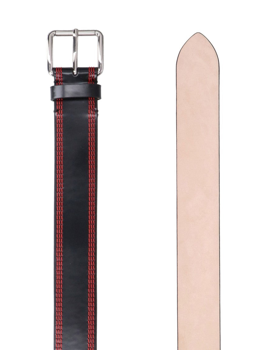Marni Black Leather Red Stitching Belt