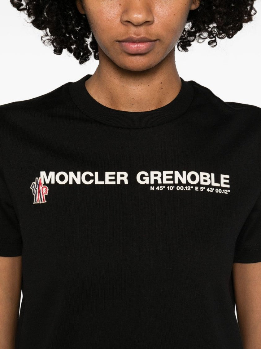 Moncler Grenoble Boxy Fit Black Cropped T-Shirt