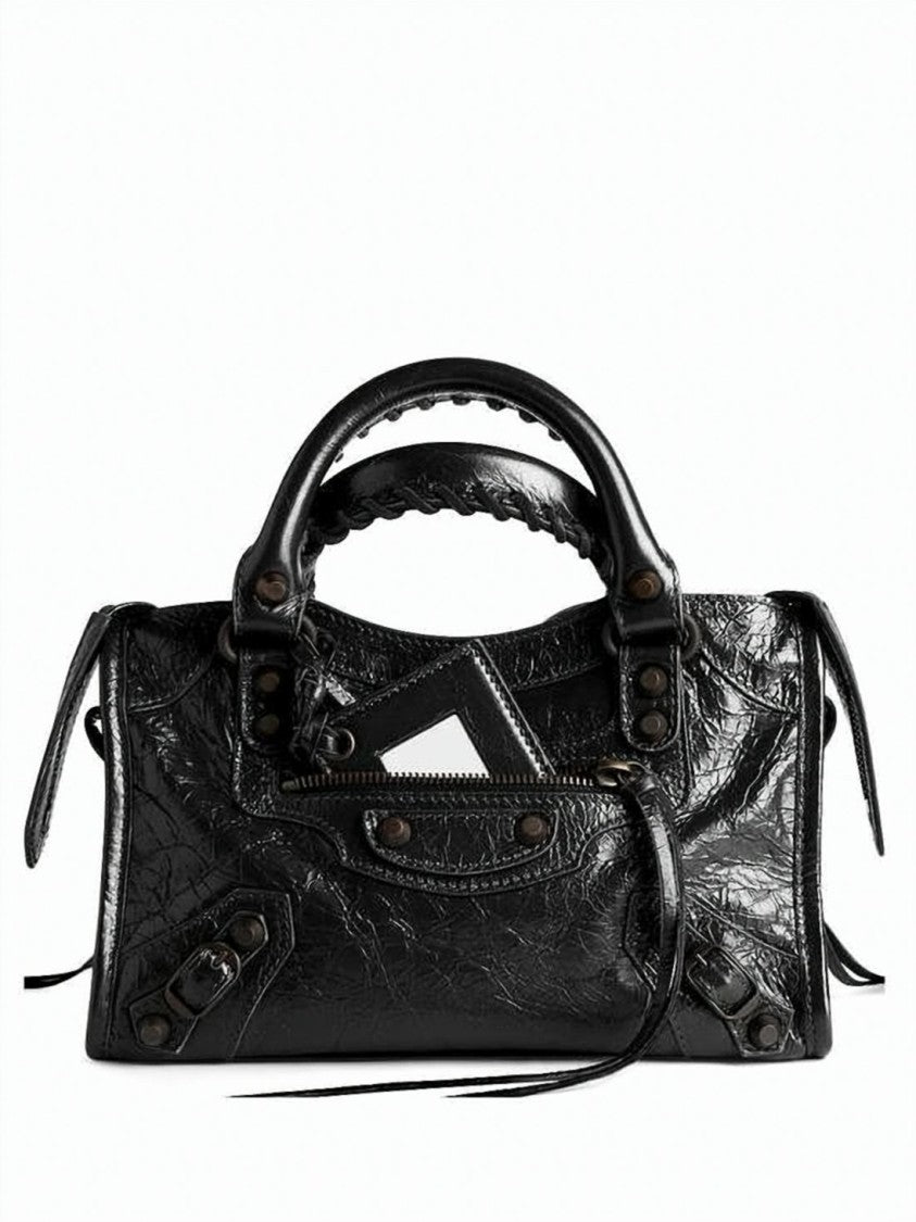 Balenciaga Rectangular Textured Leather Shoulder Bag With Zipper Accents