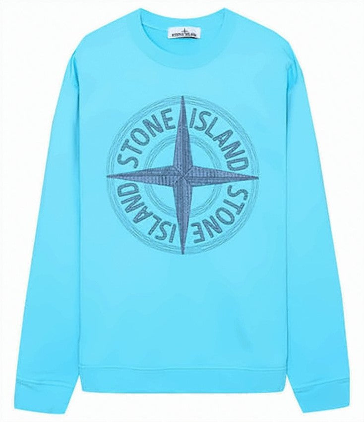 Stone Island Bright Blue Long-Sleeve Sweatshirt