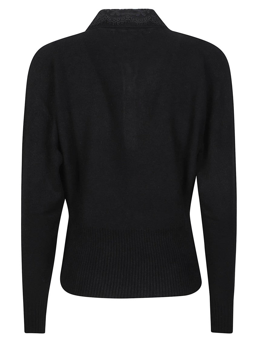 Ermanno Firenze Black Long Sleeve Polo Neck Viscose-Blend Sweater