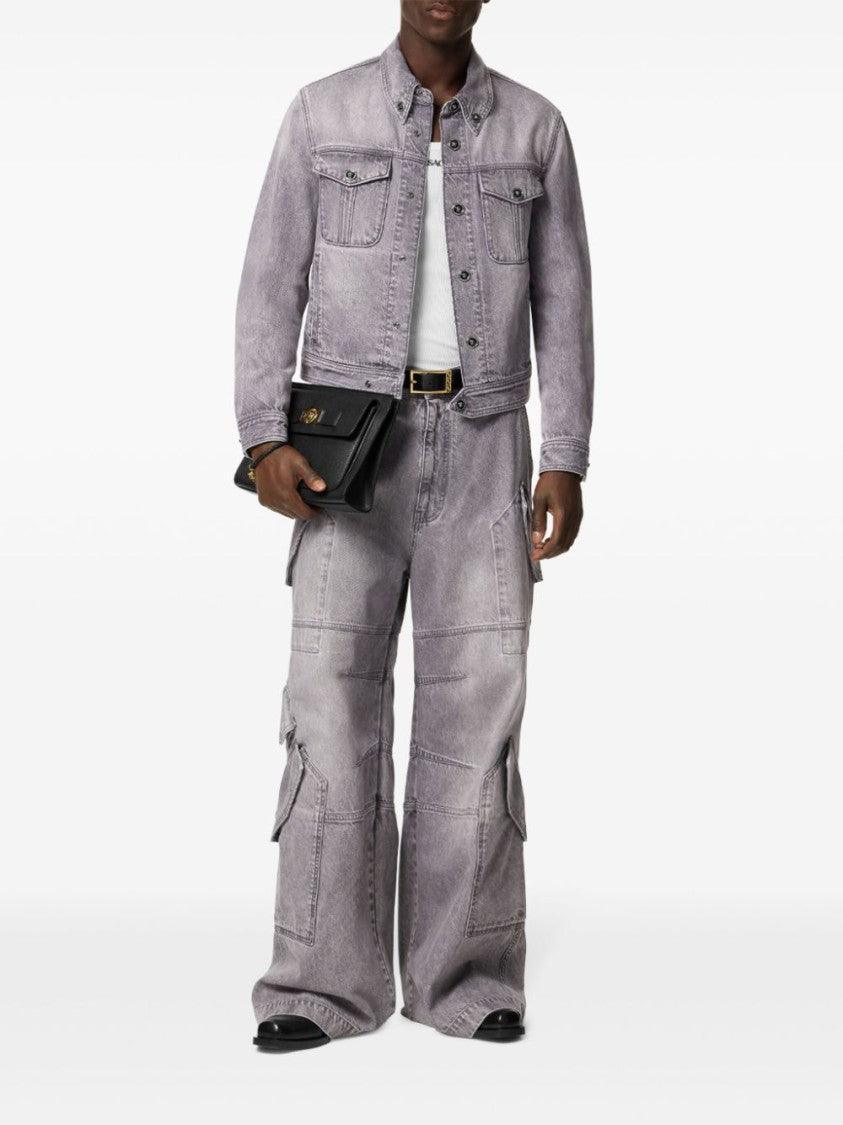 Versace Light Grey Cotton Denim Jacket