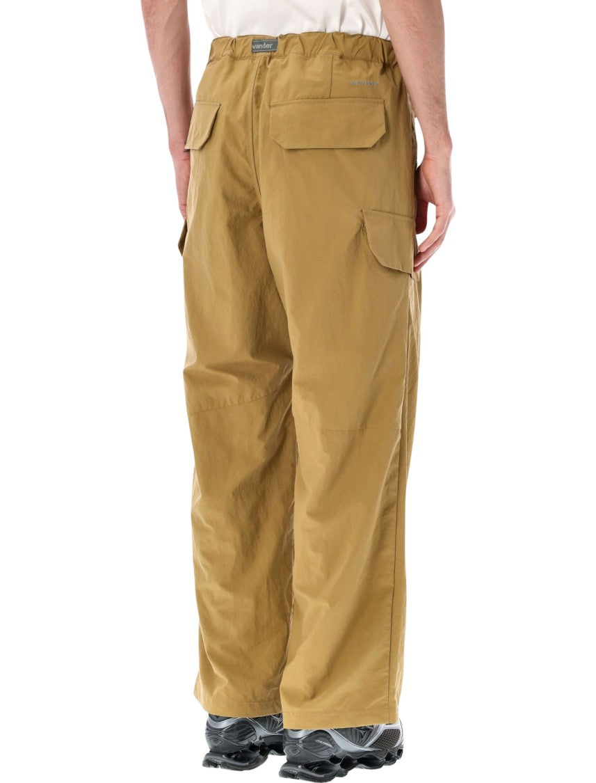 And Wander Beige Technical Fabric Cargo Pants With Integrated Belt