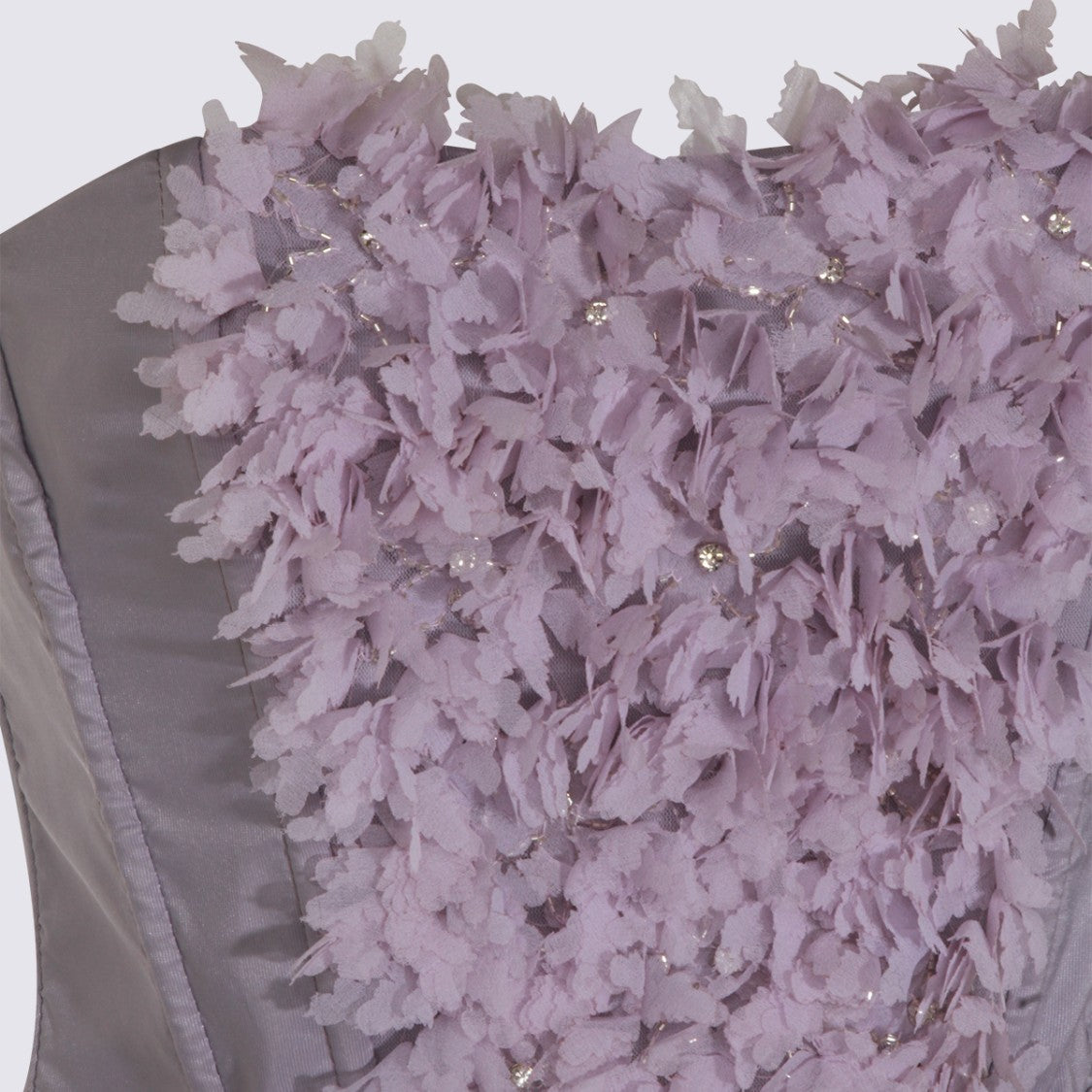 Elisabetta Franchi Strapless Midi Dress With Textured Floral Appliqués