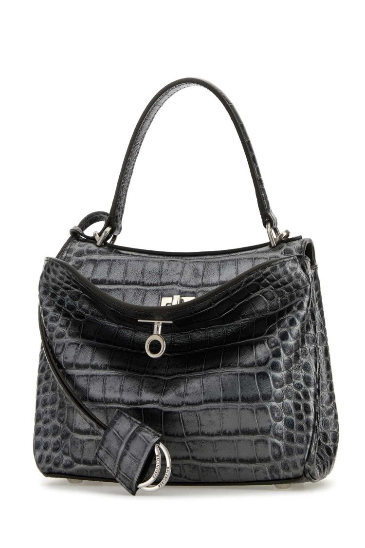 Balenciaga Silver Leather Mini Rodeo Handbag