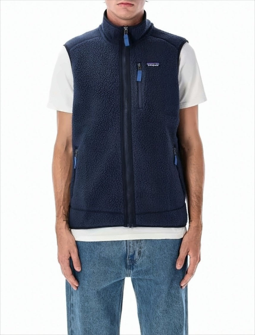 Patagonia Textured Fleece Vest With High Collar