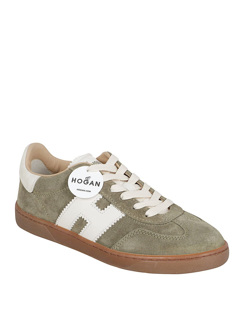 Hogan Olive Green Suede Low-Top Sneakers